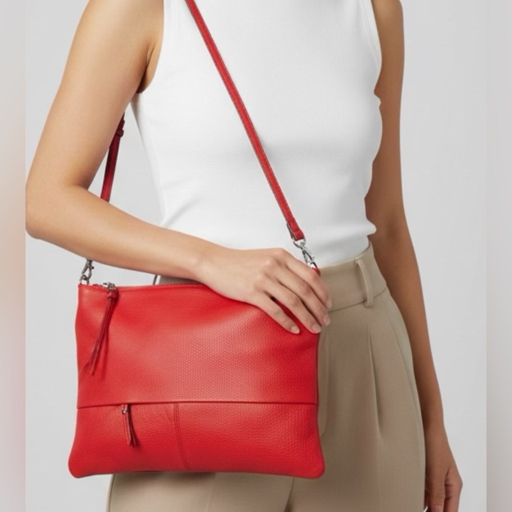 💯 Authentic Sanctuary Vibrant Red leather Crossbody Bag